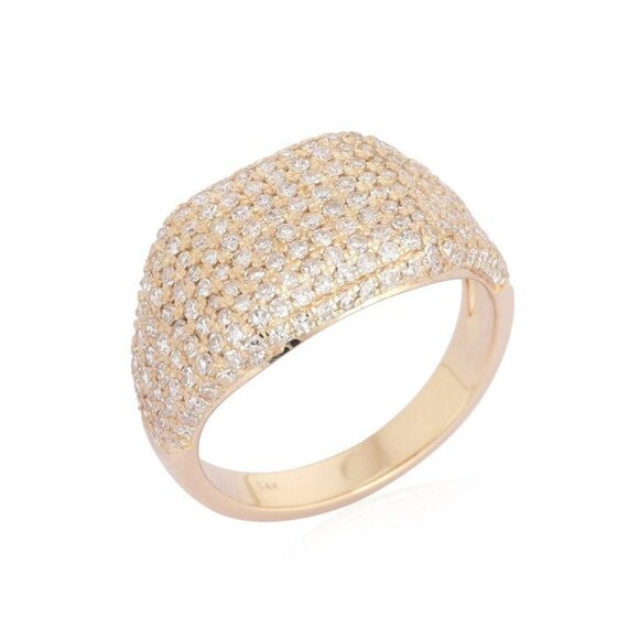 Luxury Ring 14K (or 18k upon request) Yellow Gold Wide Pave Diamond Ring - Picture 1 of 4